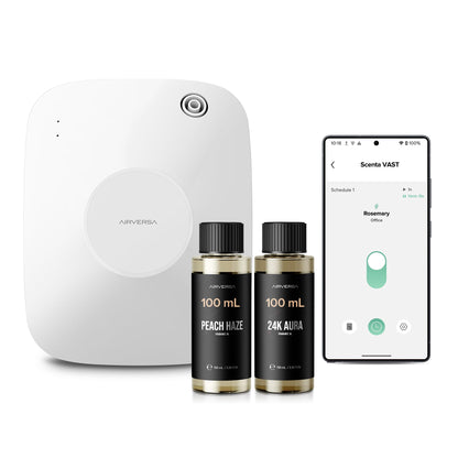 Airversa Smart Waterless Diffuser 400mL | 200mL Fragrance Oils | 2000 sq ft Coverage | ANA White Kit