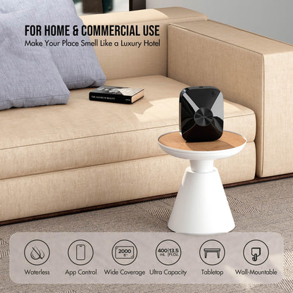 Airversa Waterless Essential Oil Diffuser — 2000 sq ft Coverage, 400 mL, Black ANA | Aromatherapy Diffuser for Home & Commercial