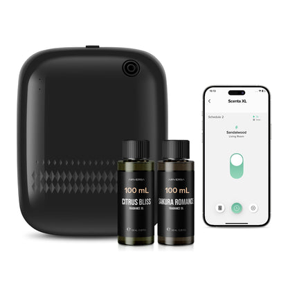 Airversa Waterless Diffuser Starter Kit - 400 mL, 200 mL Oils, Up to 2000 sq ft, Black