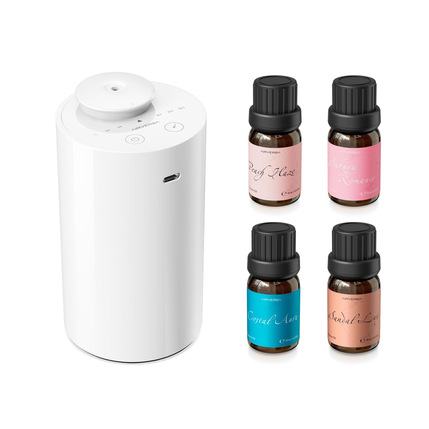 Airversa Waterless Diffuser Starter Kit AN6 White - 4 x 10mL Fragrance Oils
