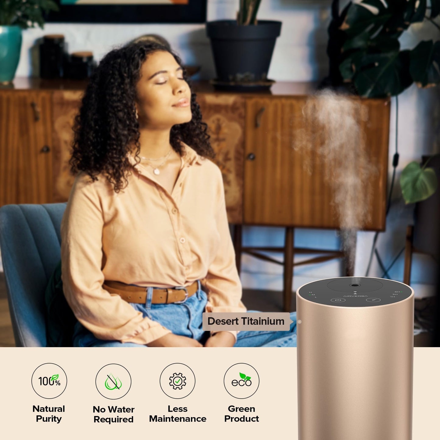 Airversa Waterless Diffuser Starter Kit with Sandal Lux Oil – Portable Battery-Operated