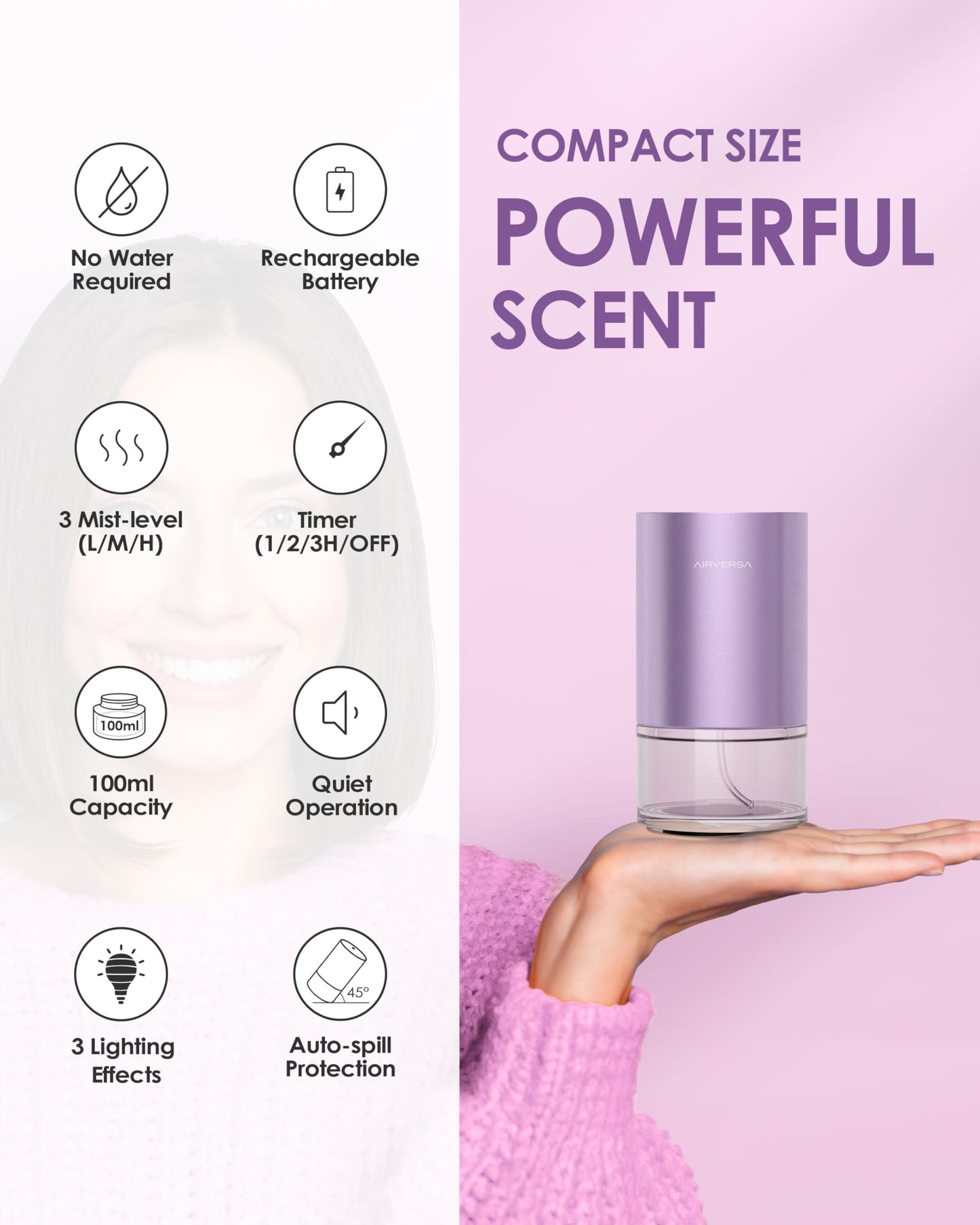 Airversa Waterless Diffuser 100mL Lavender AN9 - Home & Office