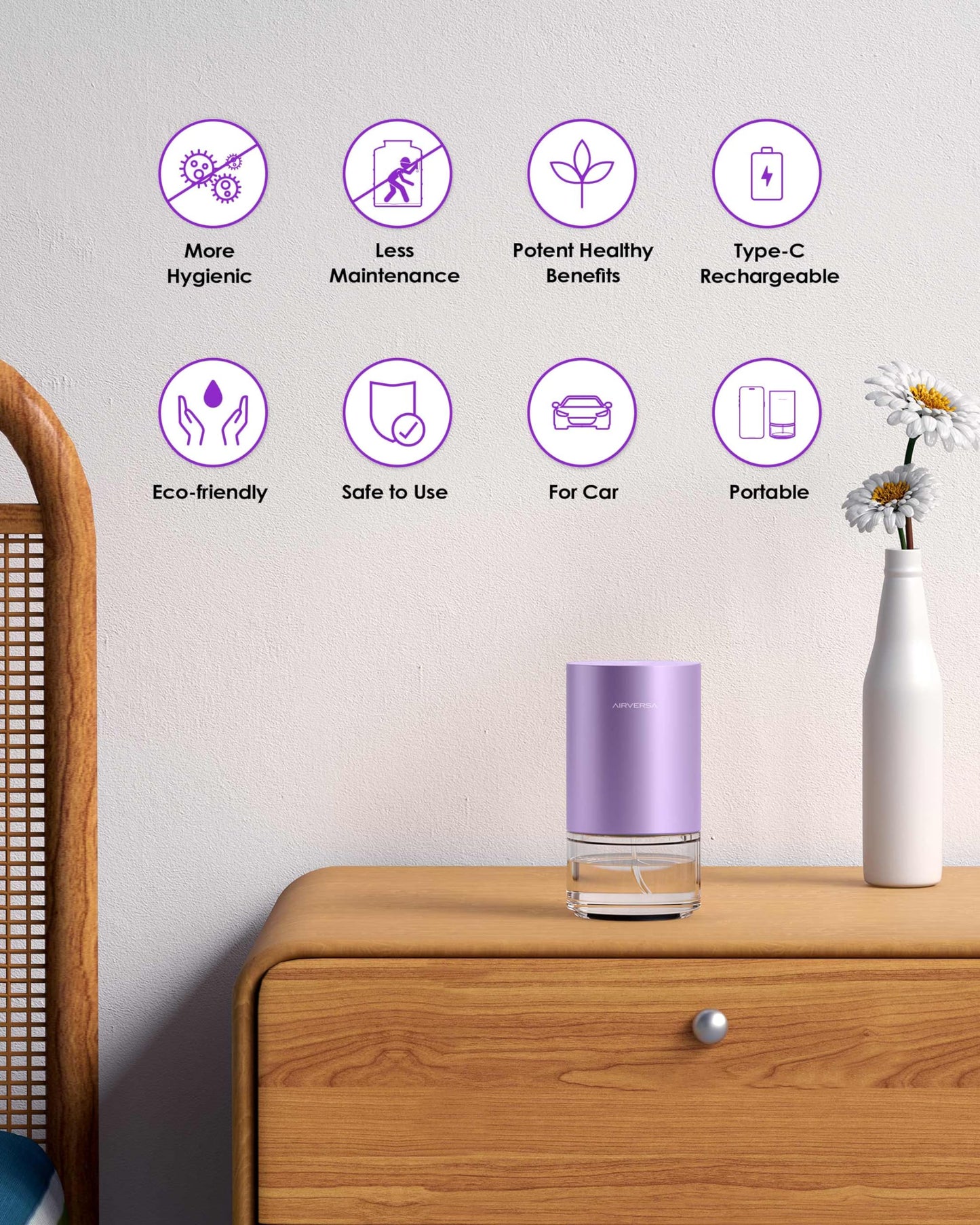 Airversa Waterless Diffuser 100mL Lavender AN9 - Home & Office