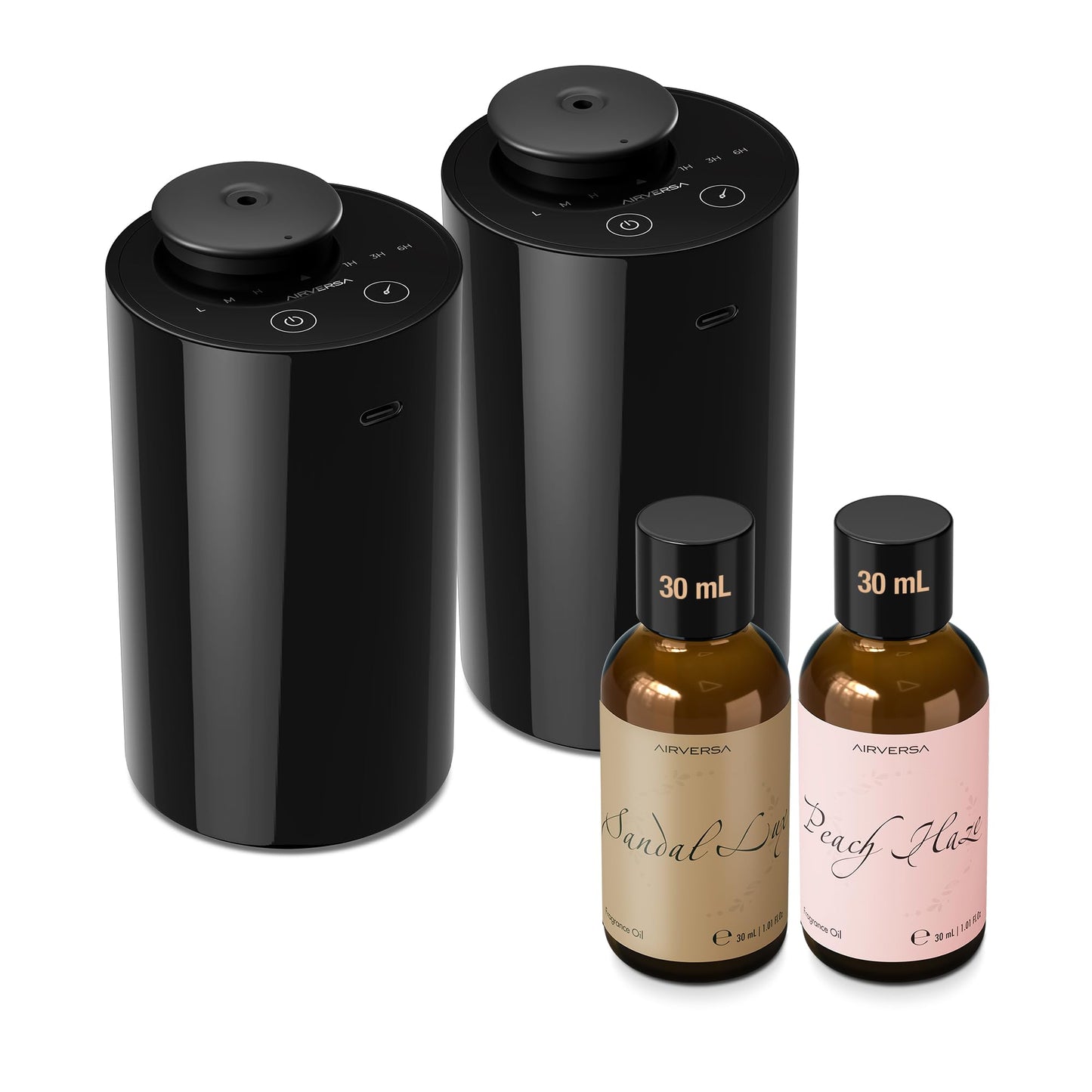 Airversa Waterless Diffuser Starter Kit 2x30mL Oils Portable Battery Diffuser Black