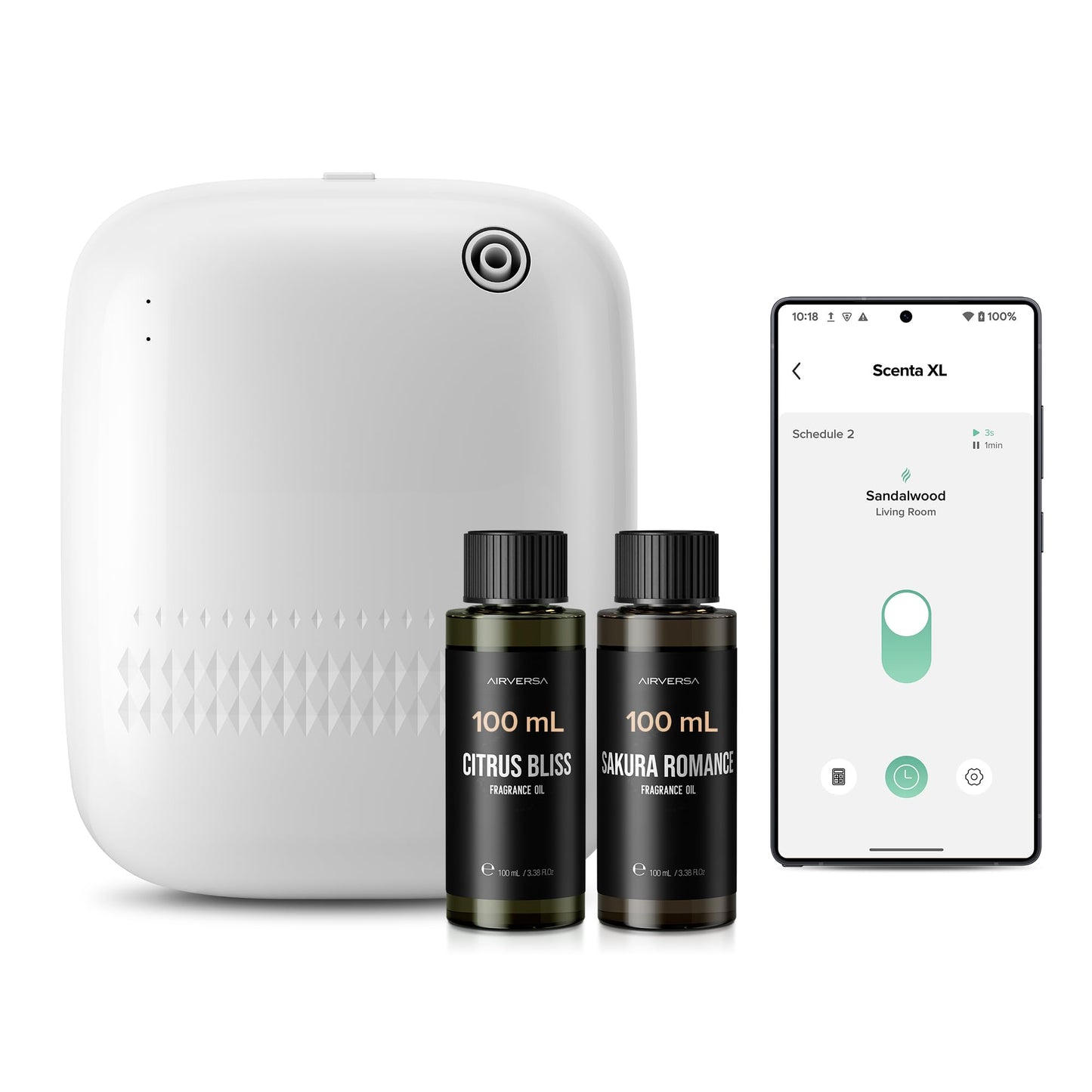 Airversa Waterless Essential Oil Diffuser Starter Kit (400 mL) – Covers 2000 sq ft, White ANW Kit