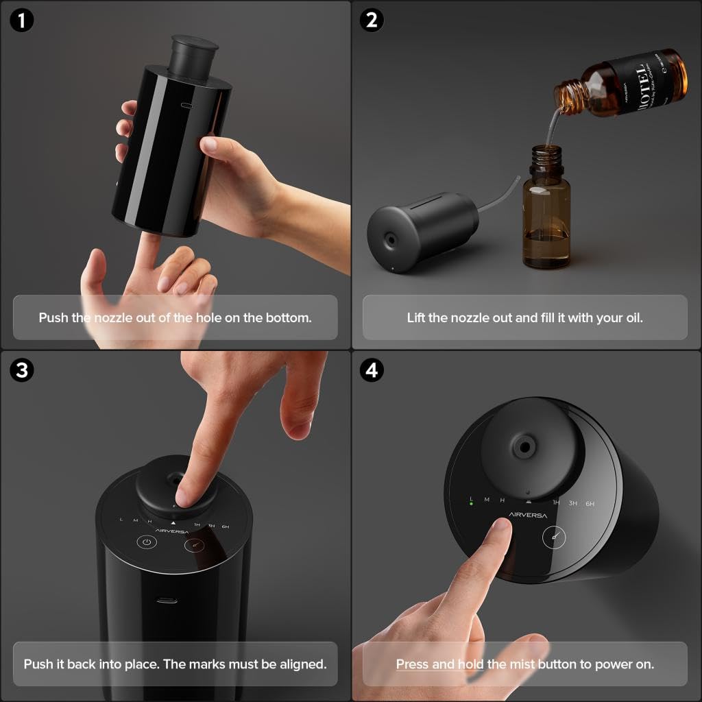 Airversa Waterless Diffuser Starter Kit – Four Seasons Hotel Inspired, Battery-Operated White AN6