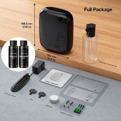 Airversa Waterless Diffuser Starter Kit - 400 mL, 200 mL Oils, Up to 2000 sq ft, Black