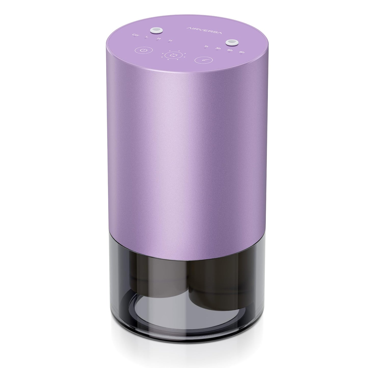 Airversa Waterless Dual-Nozzle Diffuser – 5 Timers, 4 Mist Levels, Vehicle Mode (Lavender Metal)