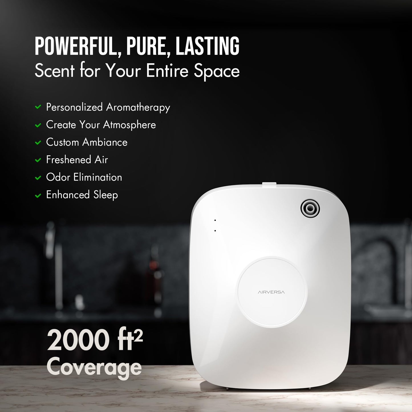 Airversa Smart Waterless Diffuser 400mL | 200mL Fragrance Oils | 2000 sq ft Coverage | ANA White Kit