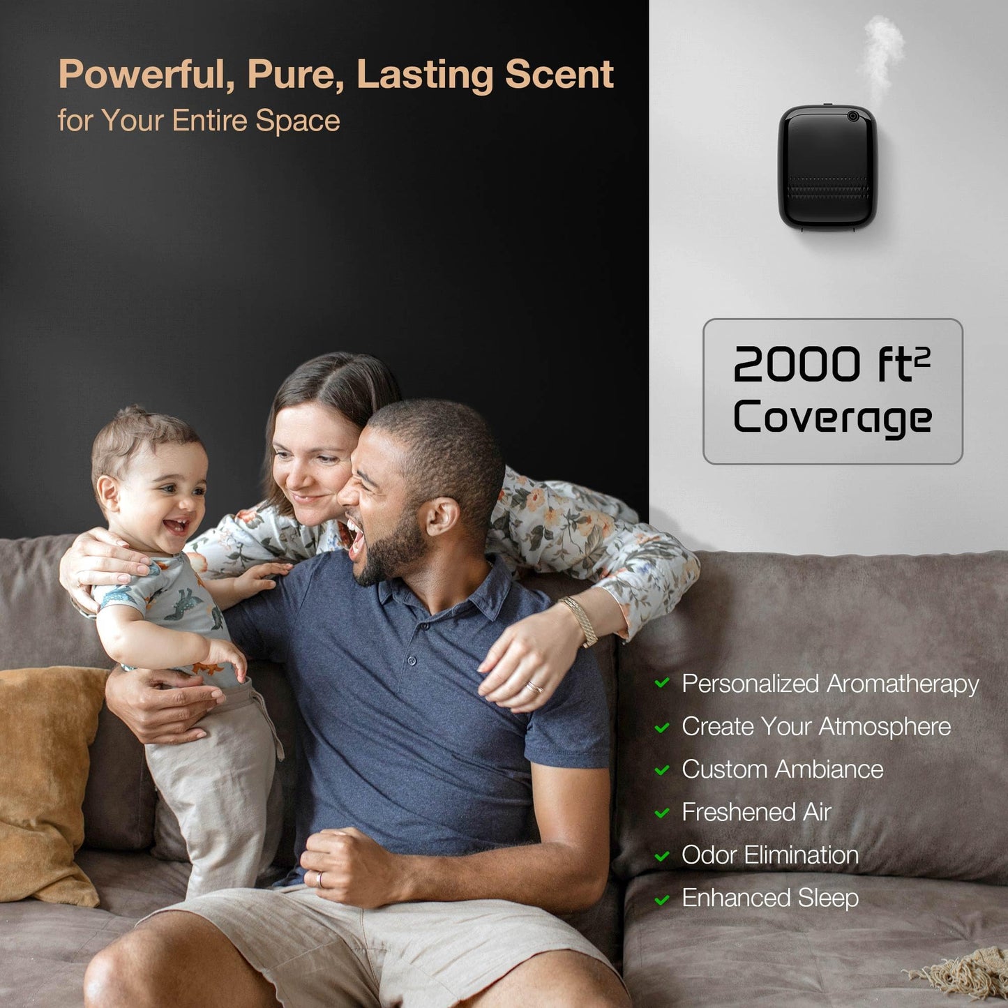 Airversa Smart Scent Air Machine ANW-Black - 400 mL Waterless Diffuser for Large Rooms (Up to 2000 sq ft)