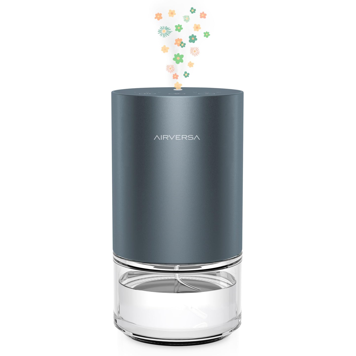 Airversa Waterless Diffuser — Battery-Powered Aromatherapy Nebulizer, 100ml Glass Bottle, 3 Mist Settings, Space Gray