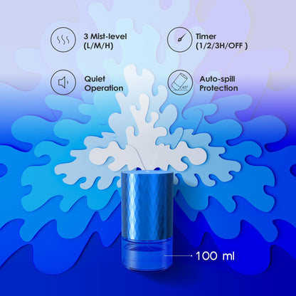 Airversa Waterless Diffuser AN5 Blue - 100ml Battery-Operated Aromatherapy Nebulizer