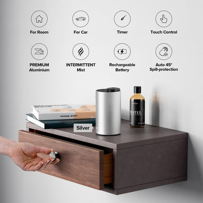 Airversa Waterless Essential Oil Diffuser – 3 Mist Levels, 3 Timers, USB-C, ANX Premium Metal Ice Blue
