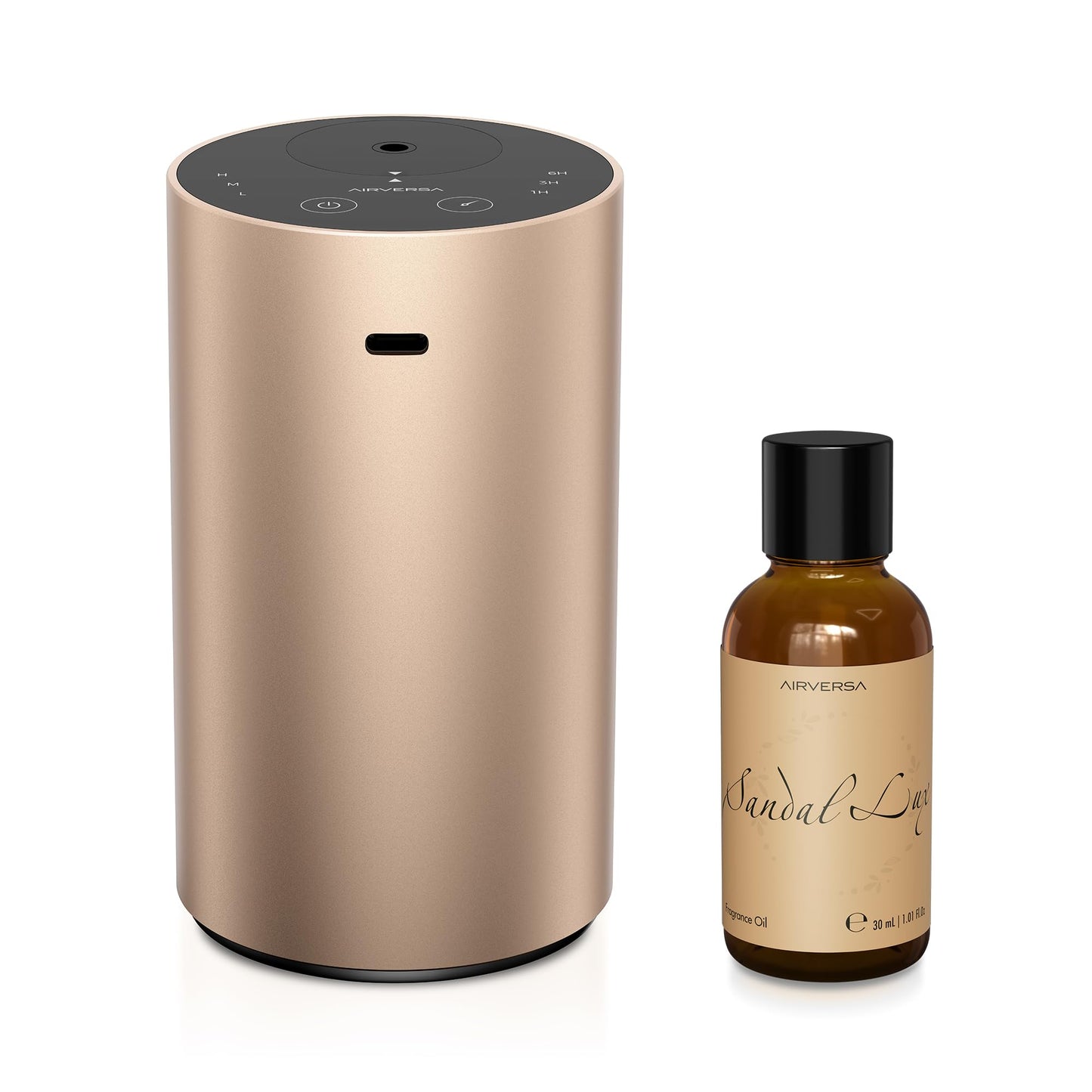 Airversa Waterless Diffuser Starter Kit with Sandal Lux Oil – Portable Battery-Operated