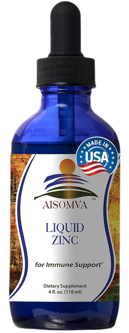 AISOMVA Liquid Zinc Drops – High-Absorption Zinc for Immune Support, Skin & Bones | Made in USA (4 oz)