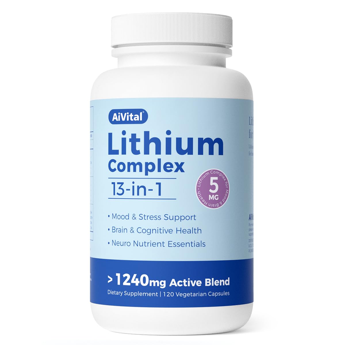 AiVital™ Lithium Orotate 5mg - 13-in-1 Daily Balance (120 Capsules)