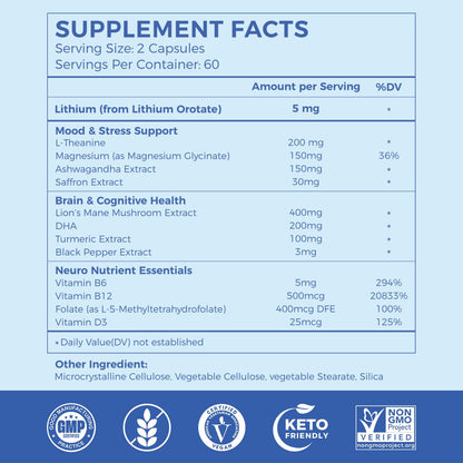 AiVital™ Lithium Orotate 5mg - 13-in-1 Daily Balance (120 Capsules)