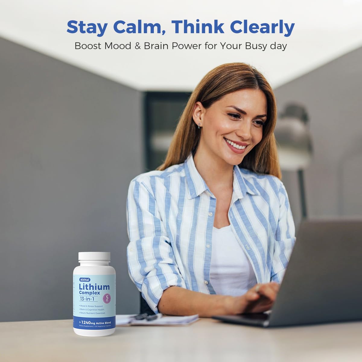 AiVital™ Lithium Orotate 5mg - 13-in-1 Daily Balance (120 Capsules)