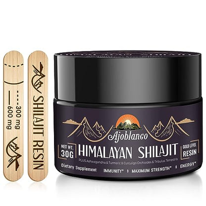 Ajoblanco 600mg Himalayan Shilajit Resin - Organic Ayurvedic Energy