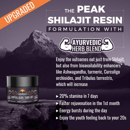 Ajoblanco 600mg Himalayan Shilajit Resin – Organic Ayurvedic Blend, Pack of 2 for Energy & Immunity