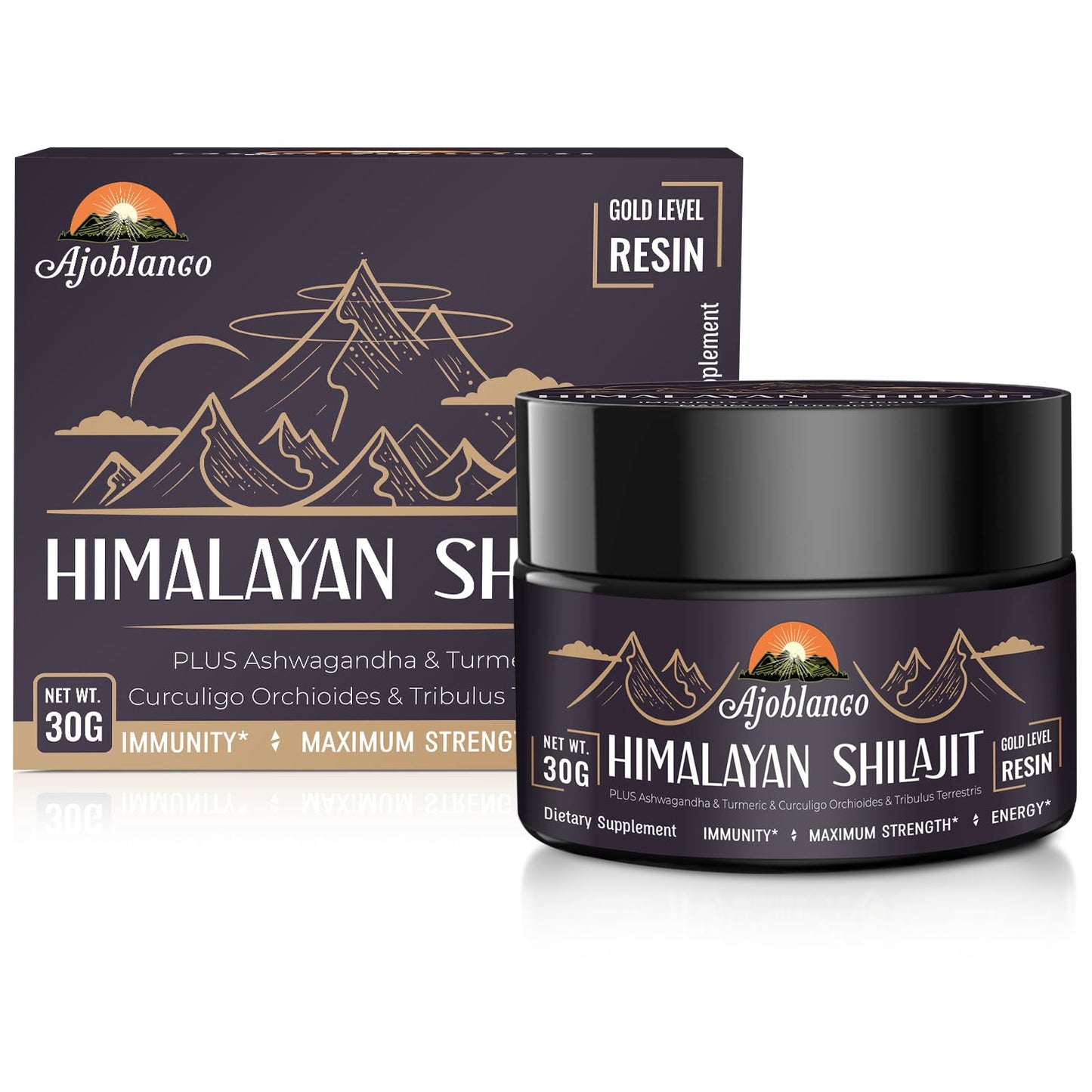 Ajoblanco 600mg Himalayan Shilajit Resin – Organic Ayurvedic Blend, Pack of 2 for Energy & Immunity