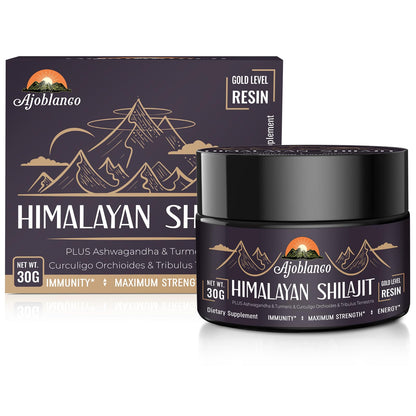 Ajoblanco 600mg Himalayan Shilajit Resin – Organic Ayurvedic Blend, Pack of 2 for Energy & Immunity