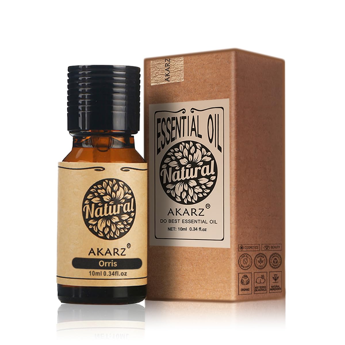 AKARZ Orris Essential Oil - Pure Orris Root Oil 10ml for Skin & Body