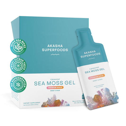 Akasha Irish Sea Moss Gel – Liposomal Sea Moss with Vitamin E, Citrus & Vanilla, 30 Ct BritishVita | Premium UK Vitamins & Wellness Supplements