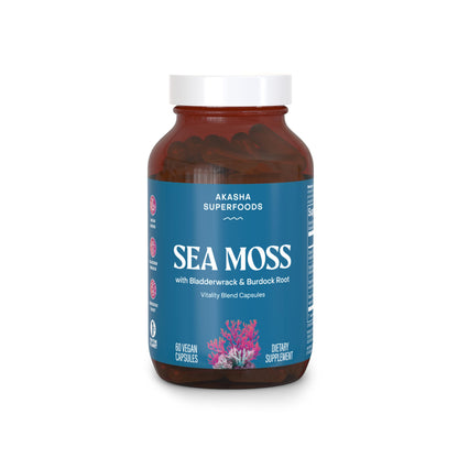 Akasha Superfoods Sea Moss Capsules – Organic Irish Moss with Bladderwrack, Burdock & BioPerine | Vegan, Gluten Free, 60 Count