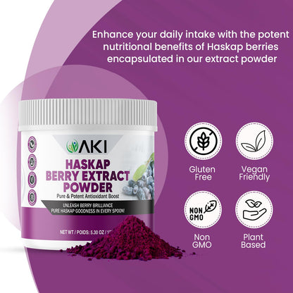 AKI Haskap Berry Extract Powder – Antioxidants, Vitamin C & Polyphenols (5.3oz/150g)