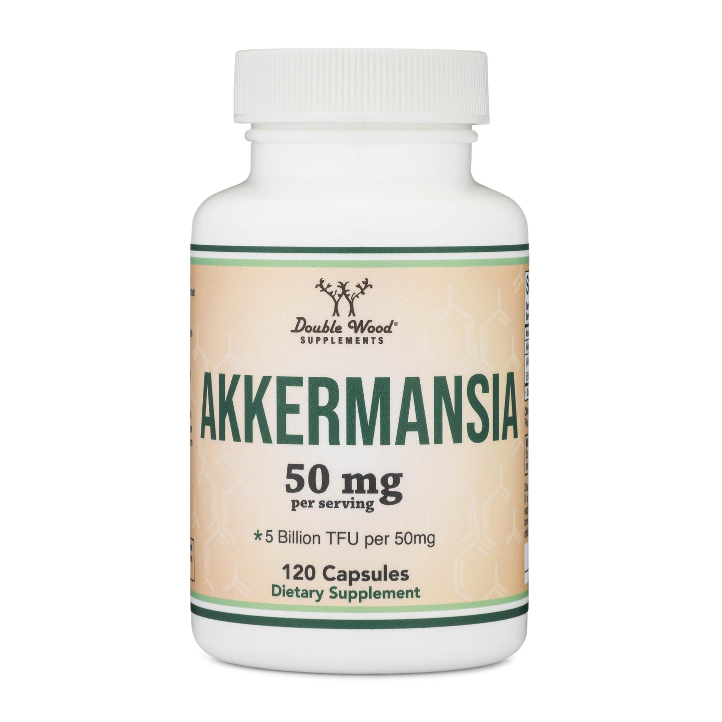 Double Wood Akkermansia Probiotic + Postbiotic – 120 Capsules, GLP-1 Boost (5B TFU/Serving)