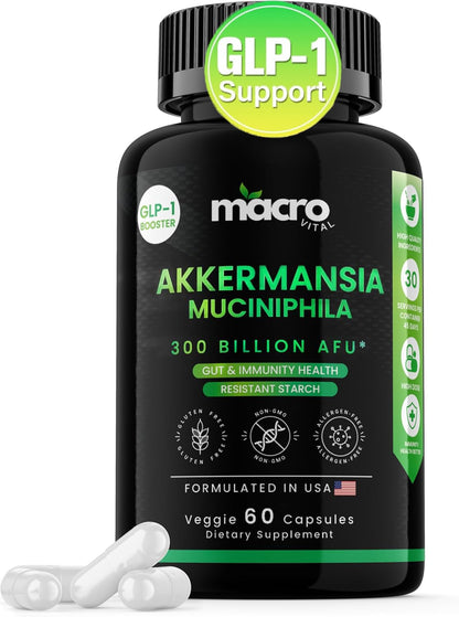 Akkermansia Muciniphila 300B AFU Probiotic for GLP-1 Support | Akka Superbiotics, 60 Veggie Capsules