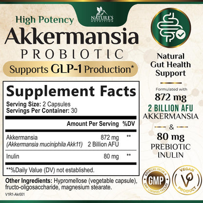 Akkermansia Probiotic 2B AFU | GLP-1 Support - 60 Capsules