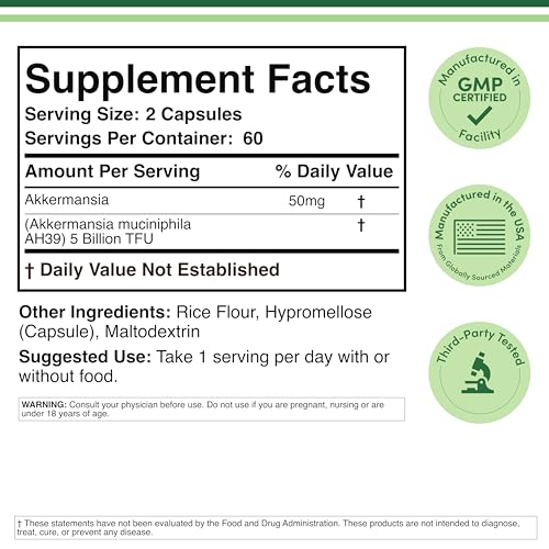 Double Wood Akkermansia Probiotic + Postbiotic – 120 Capsules, GLP-1 Boost (5B TFU/Serving)