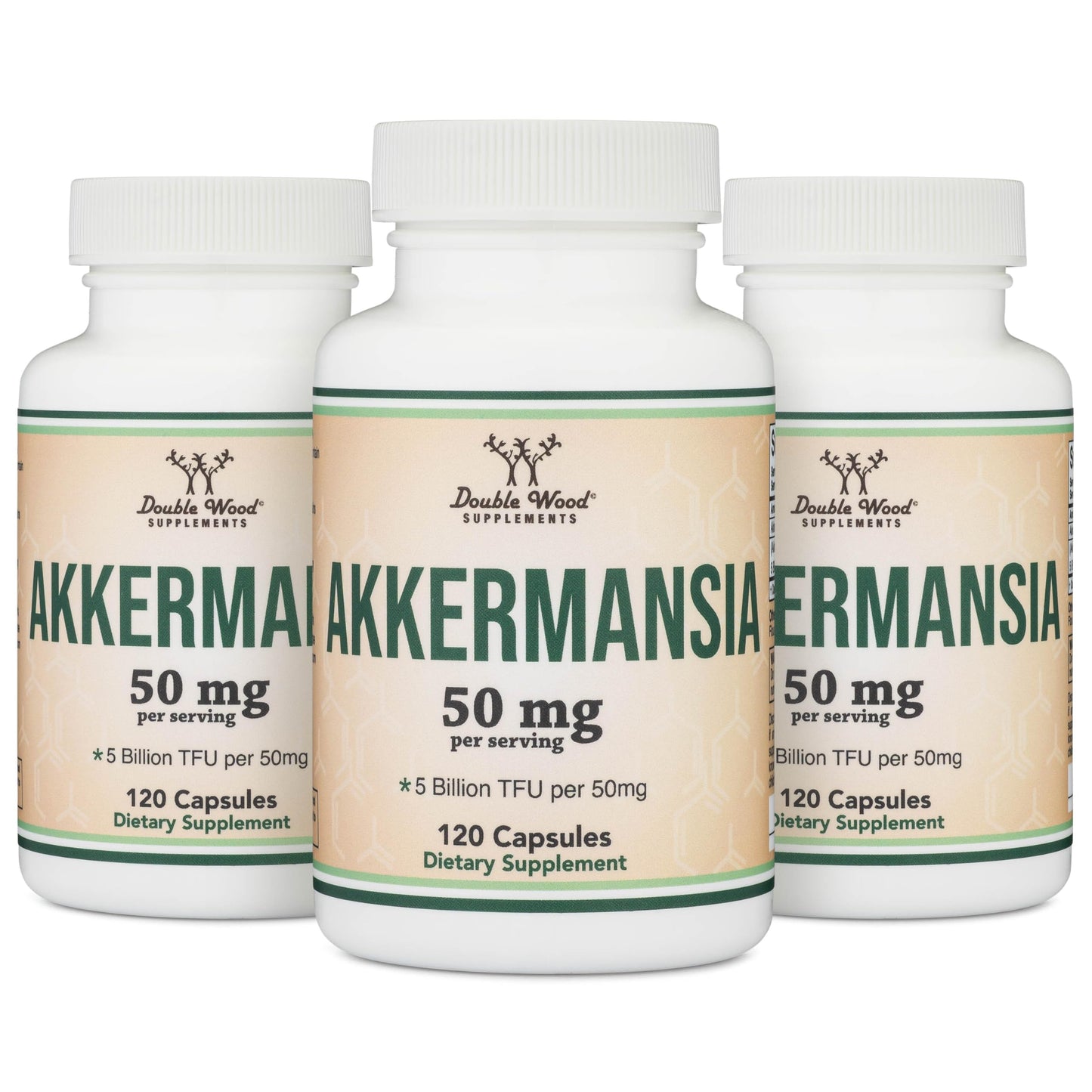 Double Wood Akkermansia Probiotic + Postbiotic – 120 Capsules, GLP-1 Boost (5B TFU/Serving)