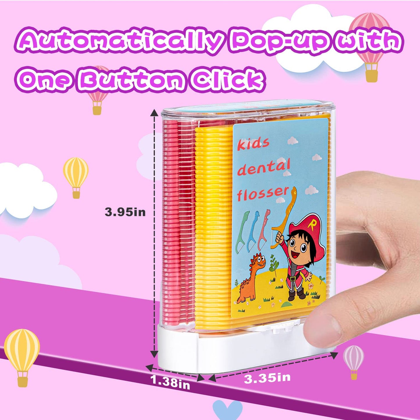 Akpgf Kids Floss Dispenser – 88 Floss Picks, Pink, Animal Design