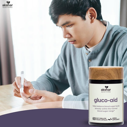AKSHAR Ayurveda Gluco Support - Gymnema, Bitter Melon, Turmeric (60 Capsules)