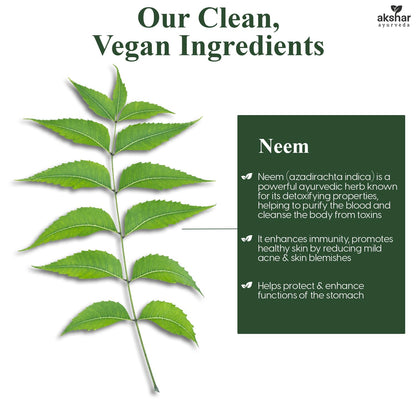 AKSHAR Ayurveda Neem Capsules with Neem Extract & Leaf Powder - 60 Count, Vegan & Cruelty-Free
