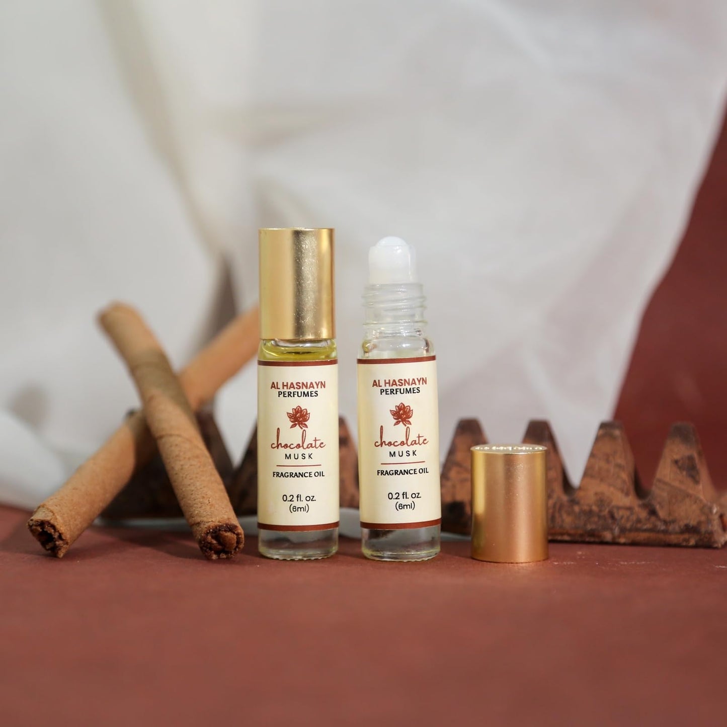 AL-HASNAYN Chocolate Musk Fragrance Oil Roll-On Perfume 0.20 fl oz (6ml) - Alcohol Free - Long-Lasting - Gifts for Men & Women