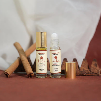 AL-HASNAYN Chocolate Musk Fragrance Oil Roll-On Perfume 0.20 fl oz (6ml) - Alcohol Free - Long-Lasting - Gifts for Men & Women