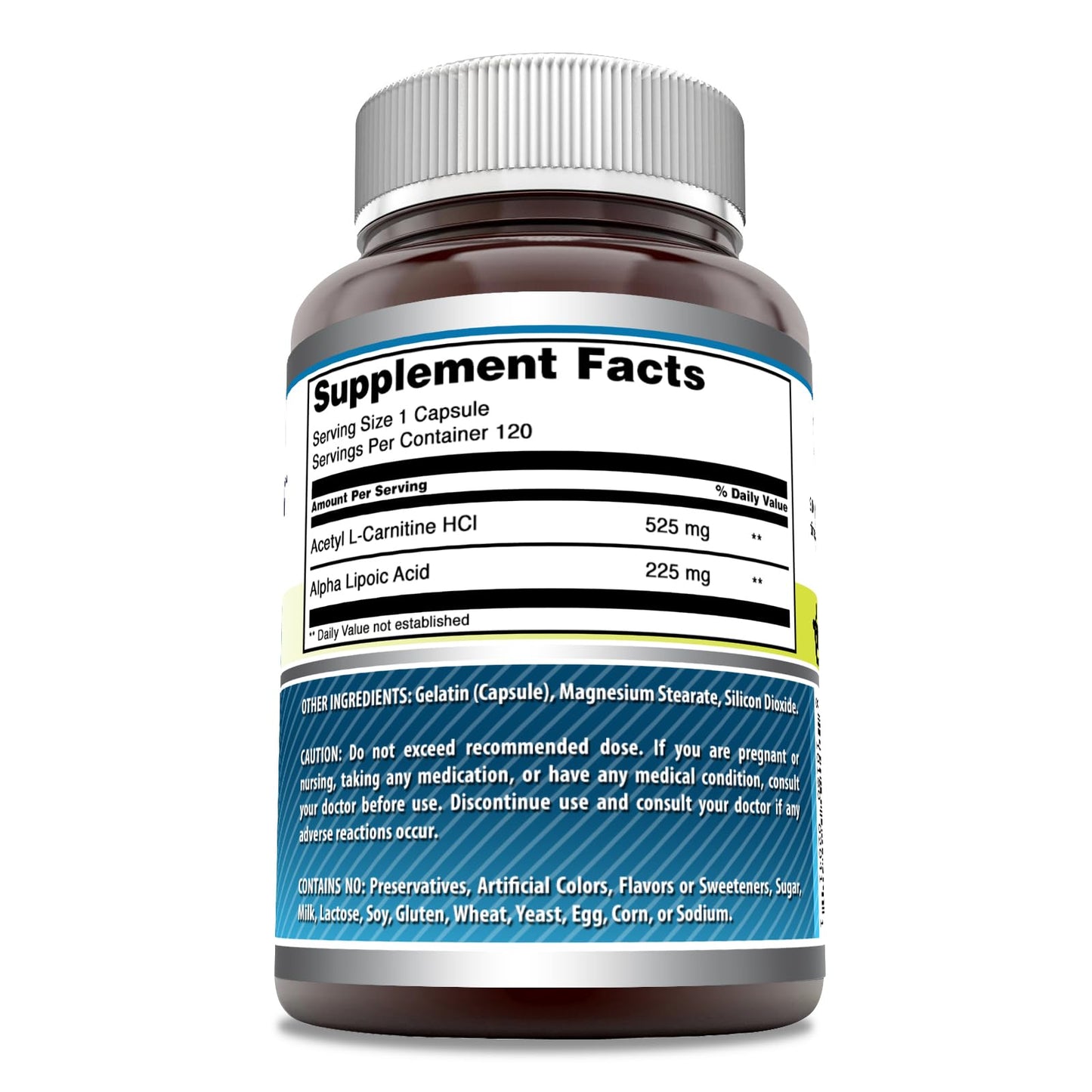 Amazing Formulas ALA/ALC 750 mg Capsules – Non-GMO, Gluten-Free, Made in USA (120 Count)