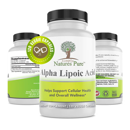 Simply Nature's Pure Alpha Lipoic Acid 600mg – 120 Veggie Capsules | Non-GMO Thioctic Acid