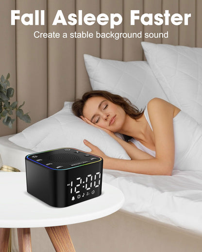 Alampan White Noise Sound Machine with Alarm Clock – 30 Soothing Sounds