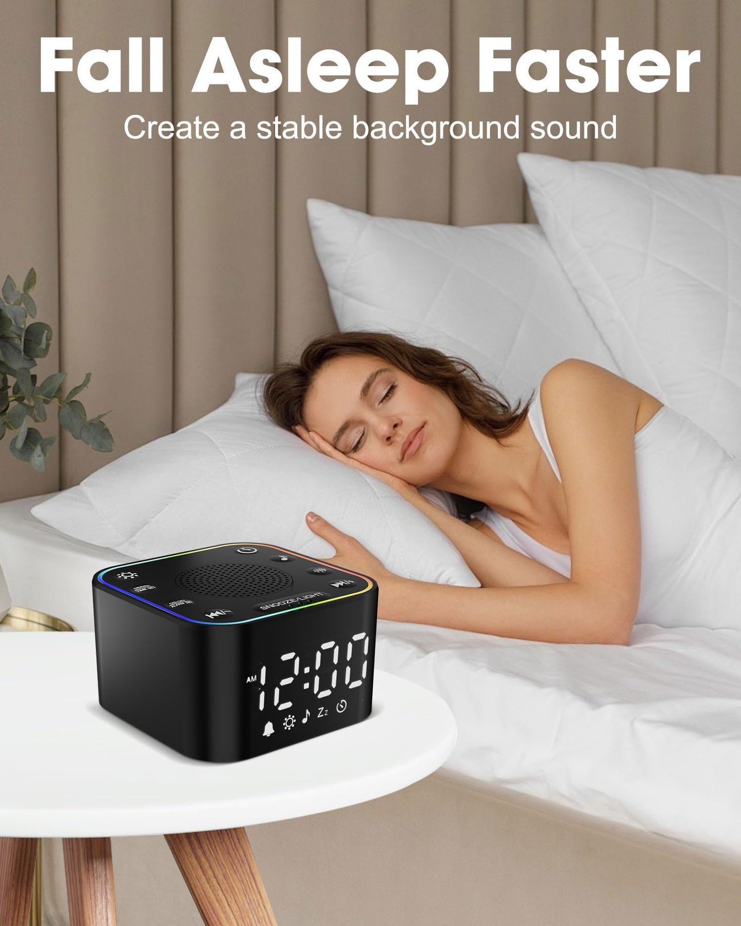 Alampan White Noise Sound Machine with Alarm Clock – 30 Soothing Sounds