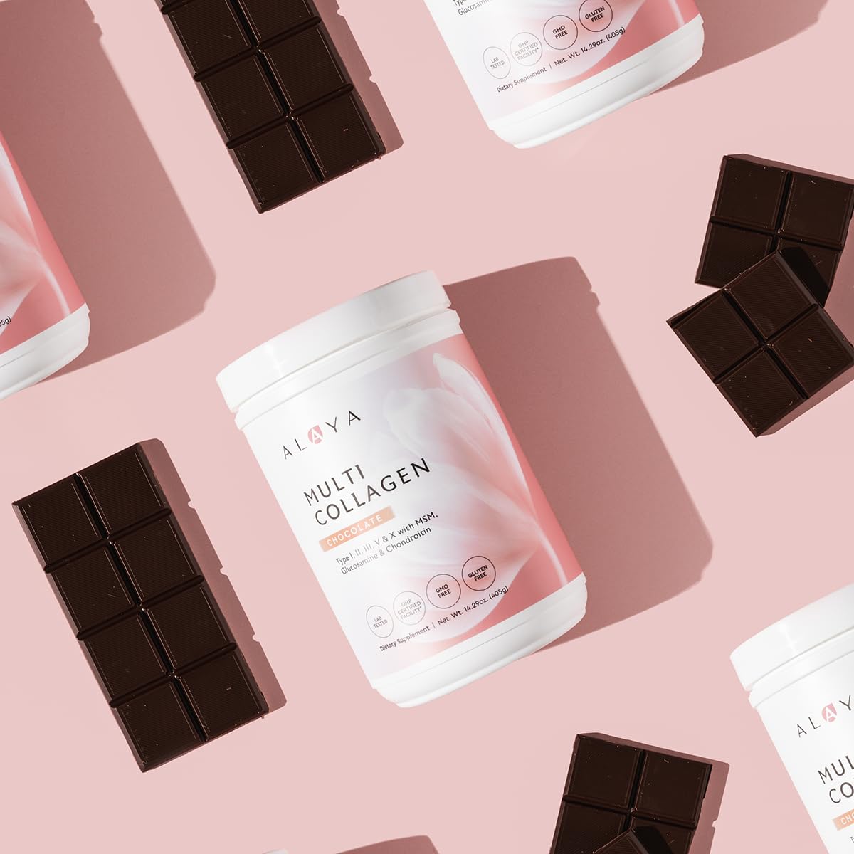 Alaya Naturals Multi Collagen Powder – Chocolate (Type I–X) with MSM & GC