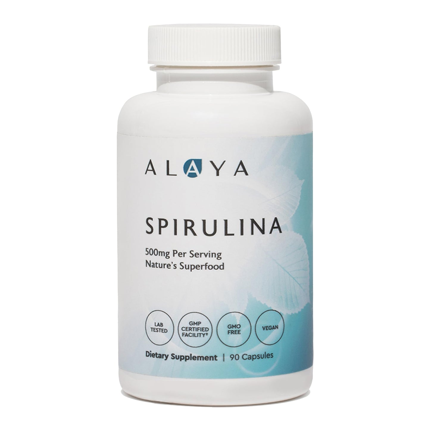 Alaya Naturals Pure Spirulina Capsules – Earthrise Spirulina, Non-GMO & Vegan, 500 mg, 90 Caps