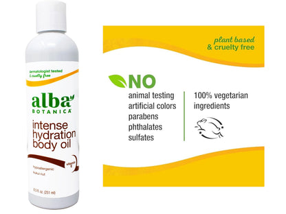 Alba Botanica Hawaiian Body Oil Kukui Nut 8.5 oz – 2 Pack | Hydrating, Fast-Absorbing Oil