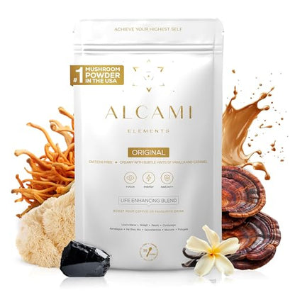 alcami elements Mushroom Coffee Creamer – 10X Concentrated Extract with Lion's Mane, Reishi & Cordyceps | 30 Servings