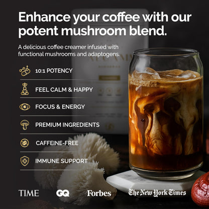 alcami elements Mushroom Coffee Creamer – 10X Concentrated Extract with Lion's Mane, Reishi & Cordyceps | 30 Servings