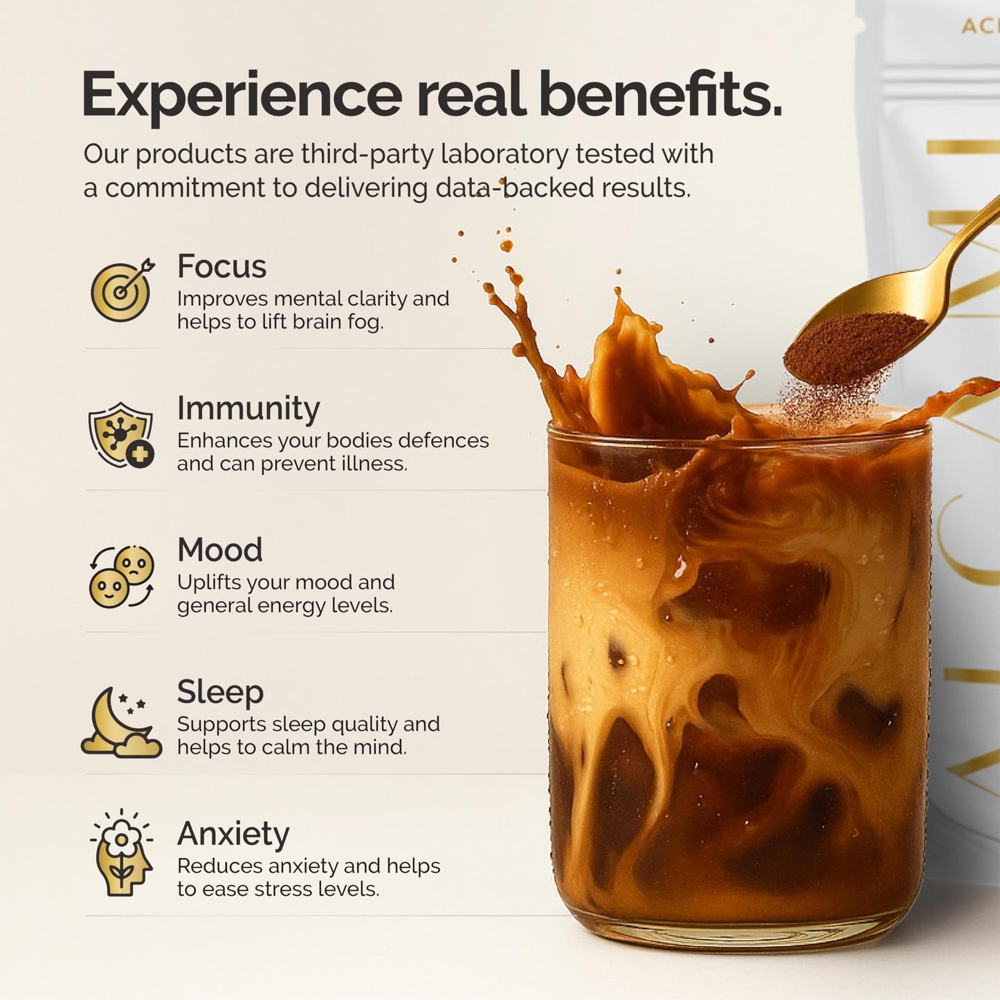 alcami elements Mushroom Coffee Creamer – 10X Concentrated Extract with Lion's Mane, Reishi & Cordyceps | 30 Servings